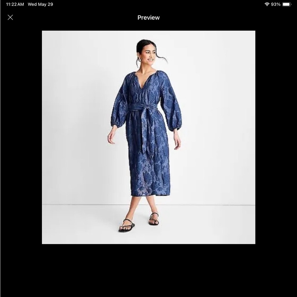 Future Collective Jenny K Lopez Blue MIDI Dress L NWT